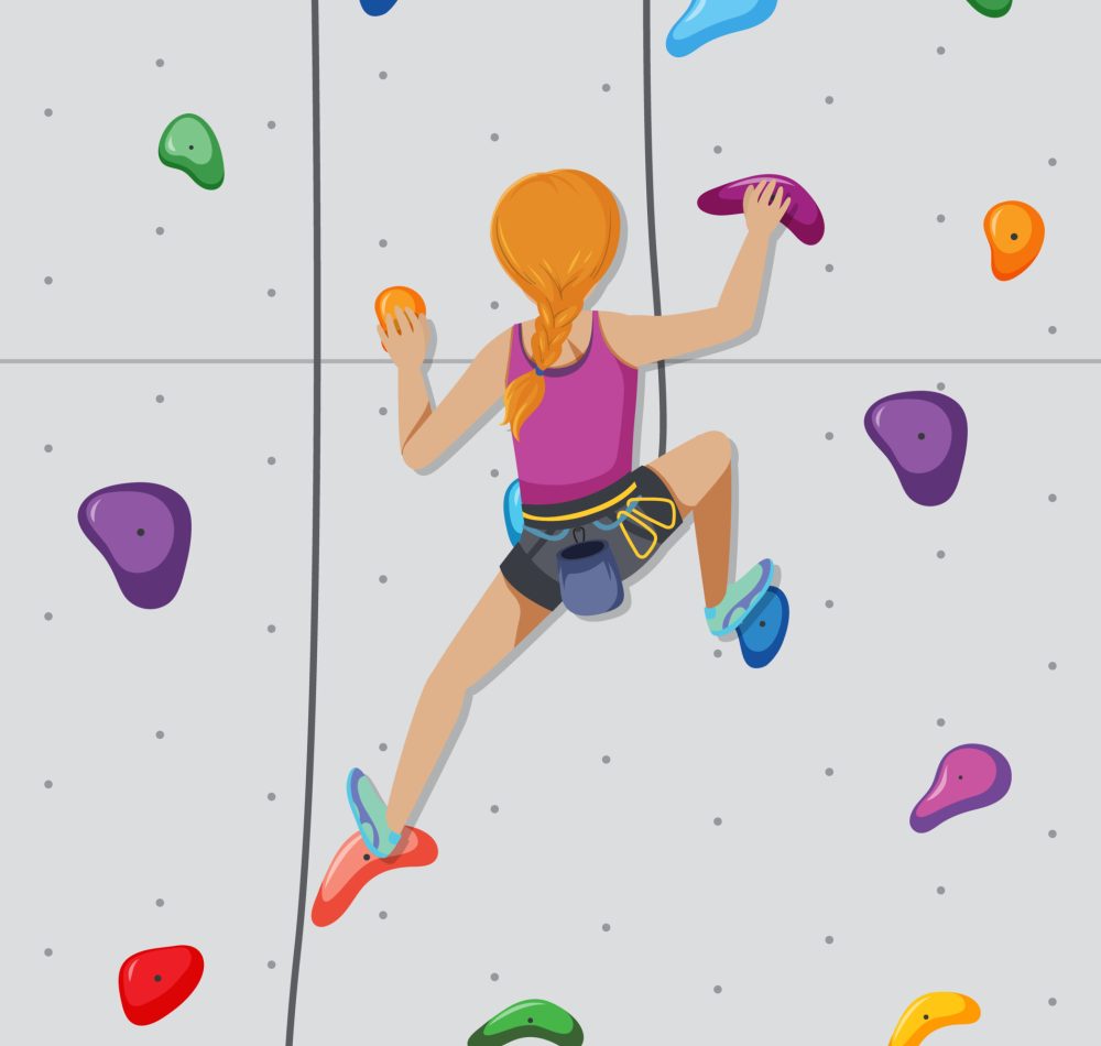Indoor rock climbing gym illustration